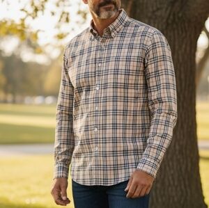 BURBERRY | Preppy Beige Black Nova Check Button Down Shirt Chest Pocket | XXL